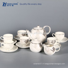 Bone China Ensemble de 6 personnes Ensemble de café blanc plaqué or blanc Royal Eco Fine